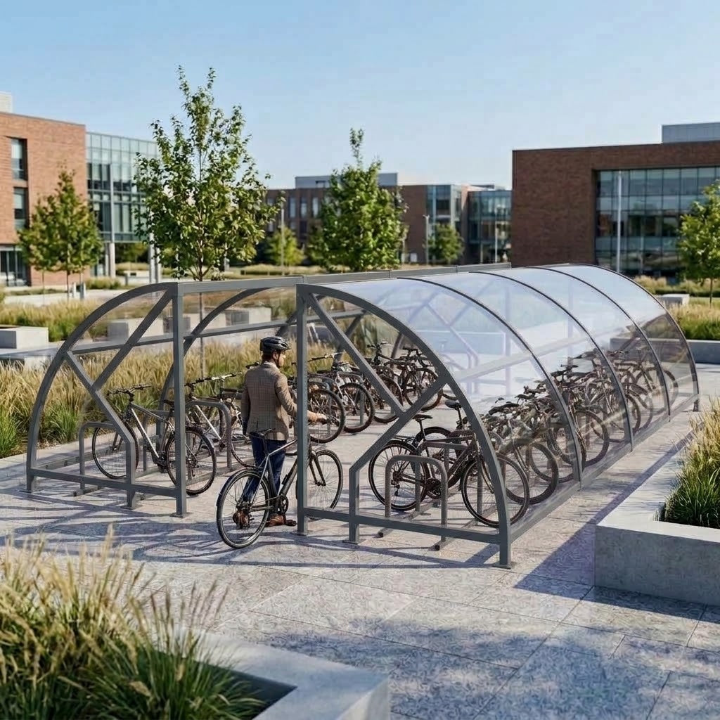 Premium 40-Cycle Open Compound Bike Shelter