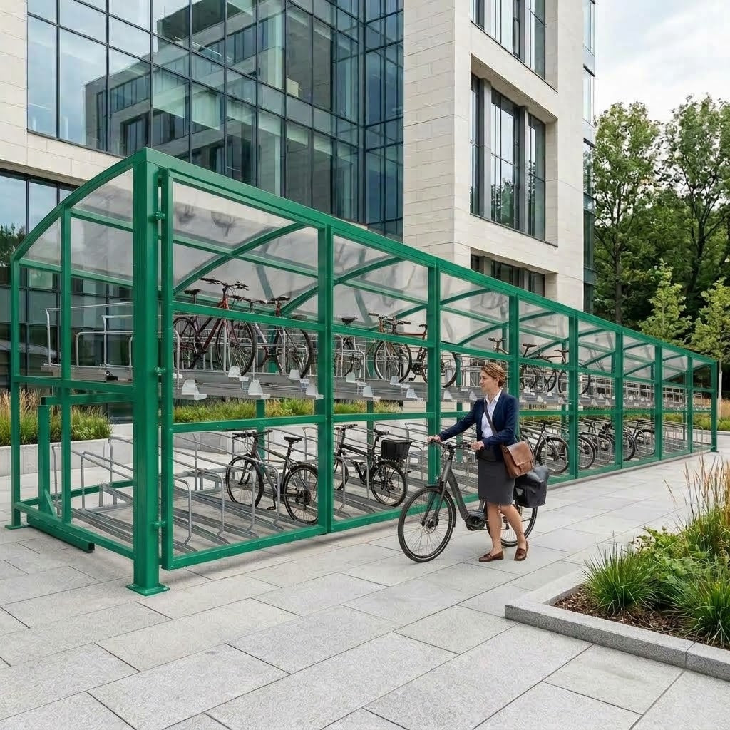 Commercial Open-Sided Bike Parking Shelter – 80 Bike Capacity