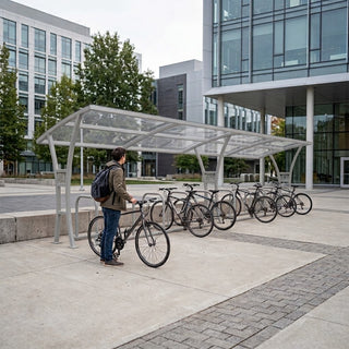 Heavy-Duty 20 Space Covered Cycle Parking Shelter with Galvanised Bike Stands
