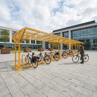 Large 24 Cycle Storage Shelter – Galvanised Steel Bike Canopy with Polycarbonate Roof Panels