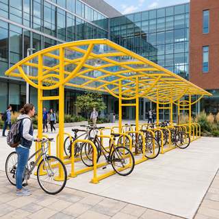 Heavy Duty 48 Bike Cycle Shelter – Double Sided Outdoor Bicycle Parking Rack System for Commercial & School Use