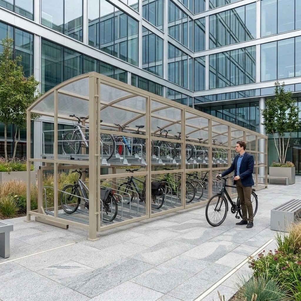 Commercial Open-Sided Bike Parking Shelter – 70 Bike Capacity