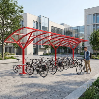 Heavy Duty 20 Cycle Wave Roof Bike Shelter – Modern Steel Bicycle Storage Shelter for Schools & Commercial Areas