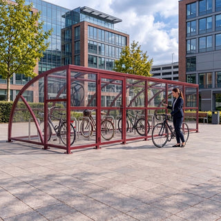 Extended Front Cycle Shelter for 24 Bikes - Durable Cycle Parking Solution