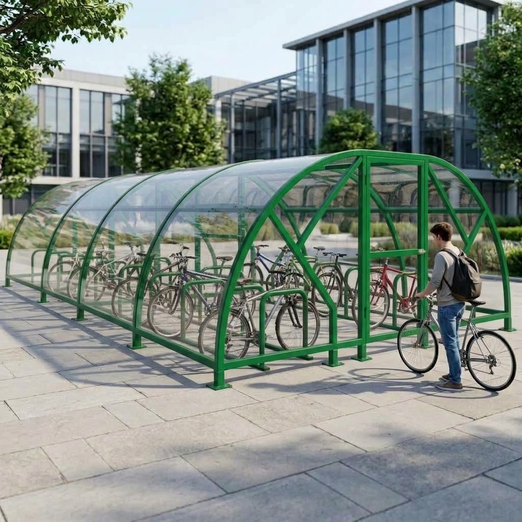 Heavy Duty 40 Cycle Bike Shelter – Secure Covered Bicycle Storage Shelter for Commercial & Public Areas