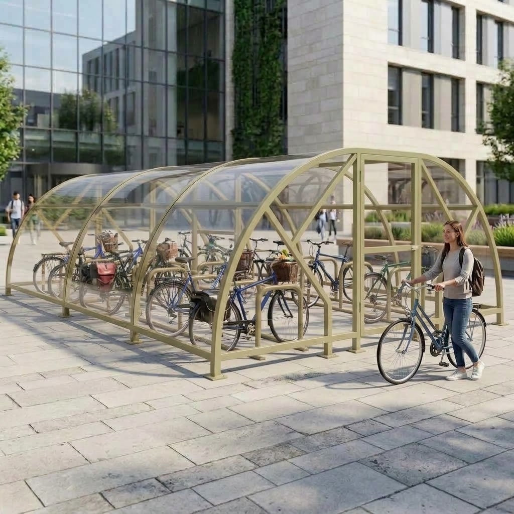 Heavy Duty 28 Cycle Bike Shelter – Secure Covered Bicycle Storage Shelter for Schools, Commercial & Public Areas