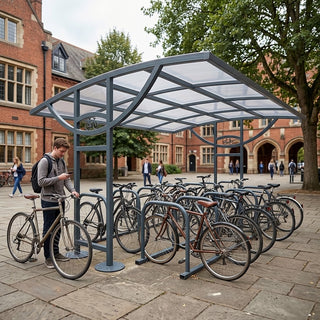 Heavy Duty 20 Space Double Sided Cycle Shelter – Galvanised Steel Bike Storage with Roof Cover