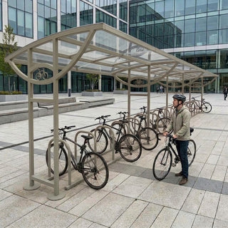 Large 24 Cycle Storage Shelter – Galvanised Steel Bike Canopy with Polycarbonate Roof Panels