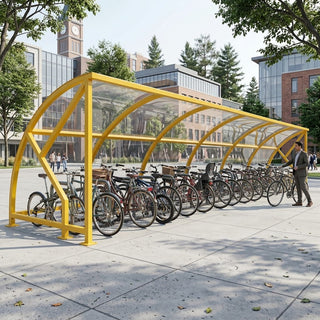 Heavy Duty 30 Bike Cycle Shelter – Open Front Steel Bicycle Storage Canopy with 60x60mm Frame