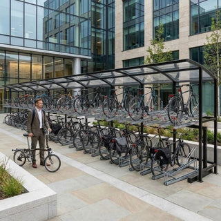 High-Capacity Outdoor Bike Parking Shelter for 90 Bicycles