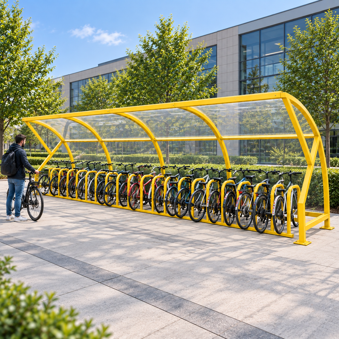 Large Capacity 24 Bike Shelter – Outdoor Cycle Storage with Polycarbonate Cover