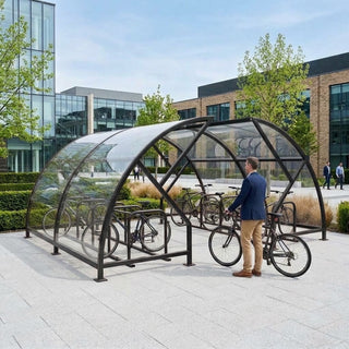 Large Capacity Cycle Shelter – 20 Bike Open Front Steel Compound