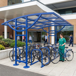 Heavy Duty 20 Space Double Sided Cycle Shelter – Galvanised Steel Bike Storage with Roof Cover
