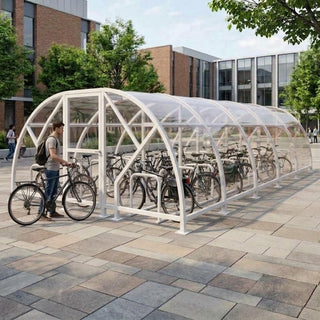 Heavy Duty 48 Cycle Bike Shelter – Large Secure Covered Bicycle Storage Shelter for Schools & Commercial Sites