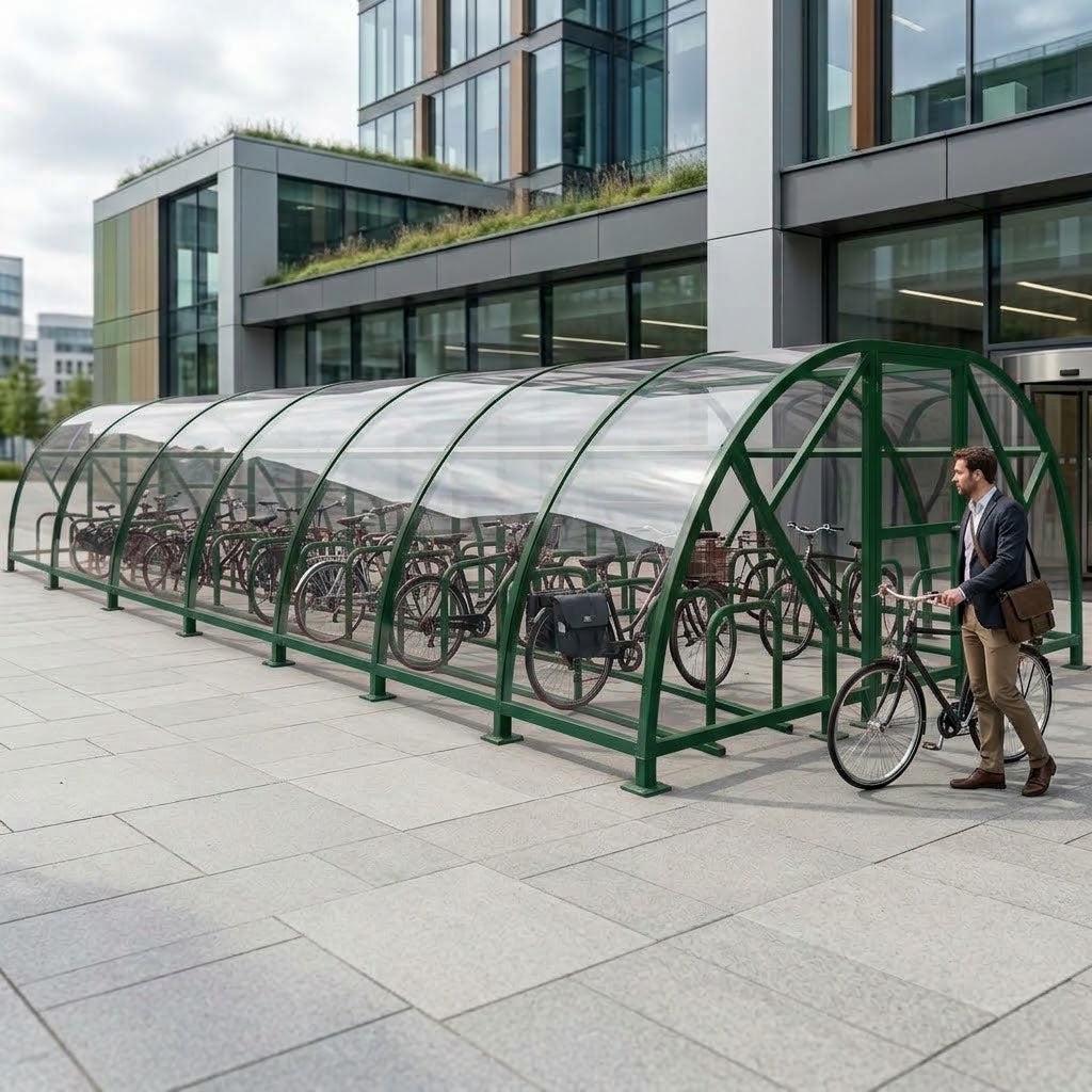 Heavy Duty 68 Cycle Bike Shelter – Extra Large Secure Covered Bicycle Storage Shelter for Commercial & Public Areas