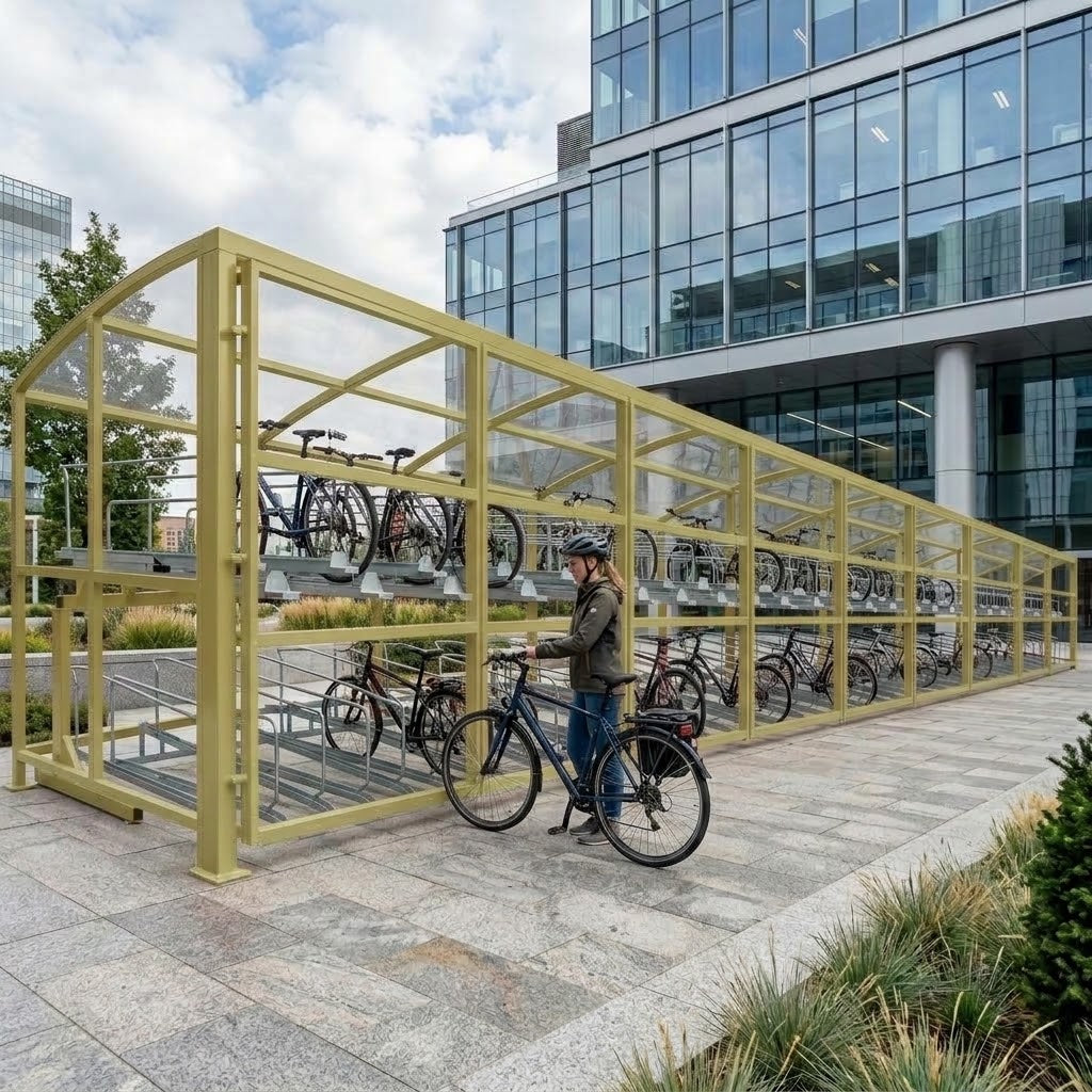 90-Cycle Two-Tier Bicycle Shelter with High-Capacity Cycle Racking