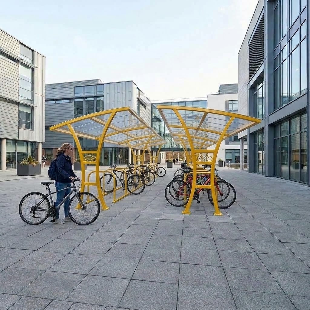Large 40 Cycle Parking Shelter – Double Entry Outdoor Bike Storage System with Weather Cover