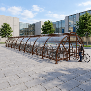 Heavy Duty 100 Bike Vented Cycle Compound – Covered Commercial Bicycle Parking Shelter
