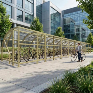 Professional 50-Cycle Bicycle Shelter with Extended Front Coverage
