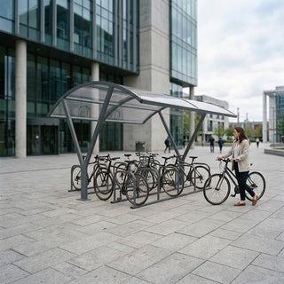 Large Capacity 20 Bike Shelter – Double Entry Outdoor Cycle Parking System with Protective Canopy