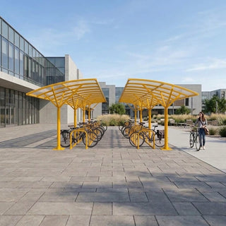 Heavy-Duty 56 Space Double-Sided Cycle Shelter with Galvanised Bike Racks