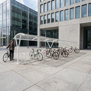 Large Capacity Outdoor Cycle Shelter – 30 Bike Storage Rack with Steel Frame & Weatherproof Roof