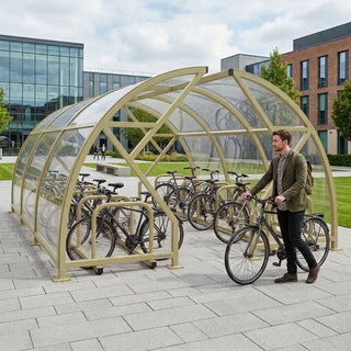 Open Front Cycle Shelter – 28 Bicycle Capacity Steel Frame System