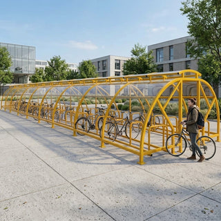 Heavy Duty 100 Bike Vented Cycle Compound – Covered Commercial Bicycle Parking Shelter