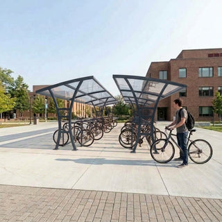 Heavy Duty 48 Space Double Cycle Shelter – Galvanised Steel Bike Storage Canopy for Schools, Workplaces & Public Areas