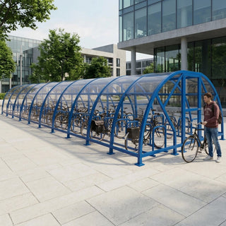 Heavy Duty 100 Cycle Bike Shelter – Large Secure Covered Bicycle Storage Shelter for Commercial & Public Areas