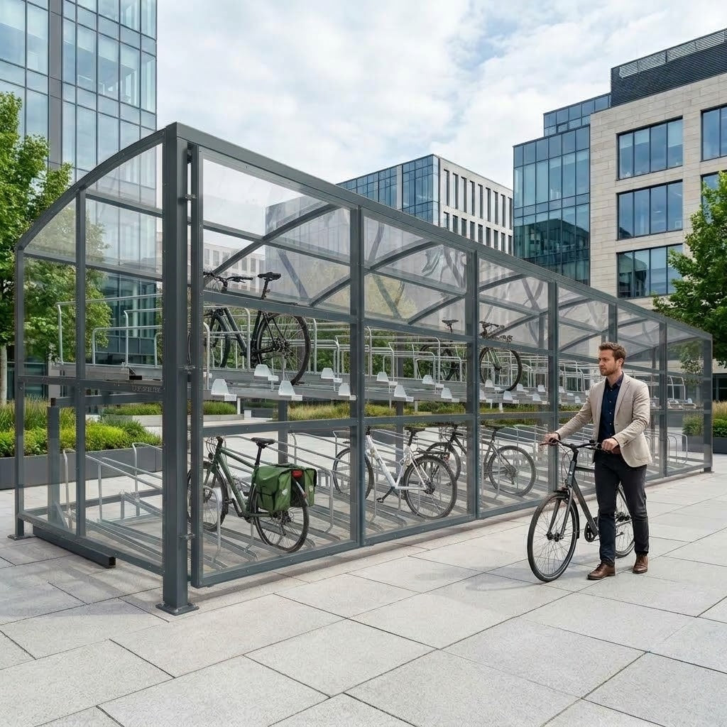 Commercial Open-Sided Bike Parking Shelter – 50 Bike Capacity