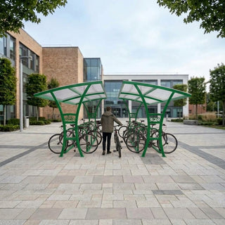 High-Capacity Dual-Access Bicycle Shelter for 20 Bikes