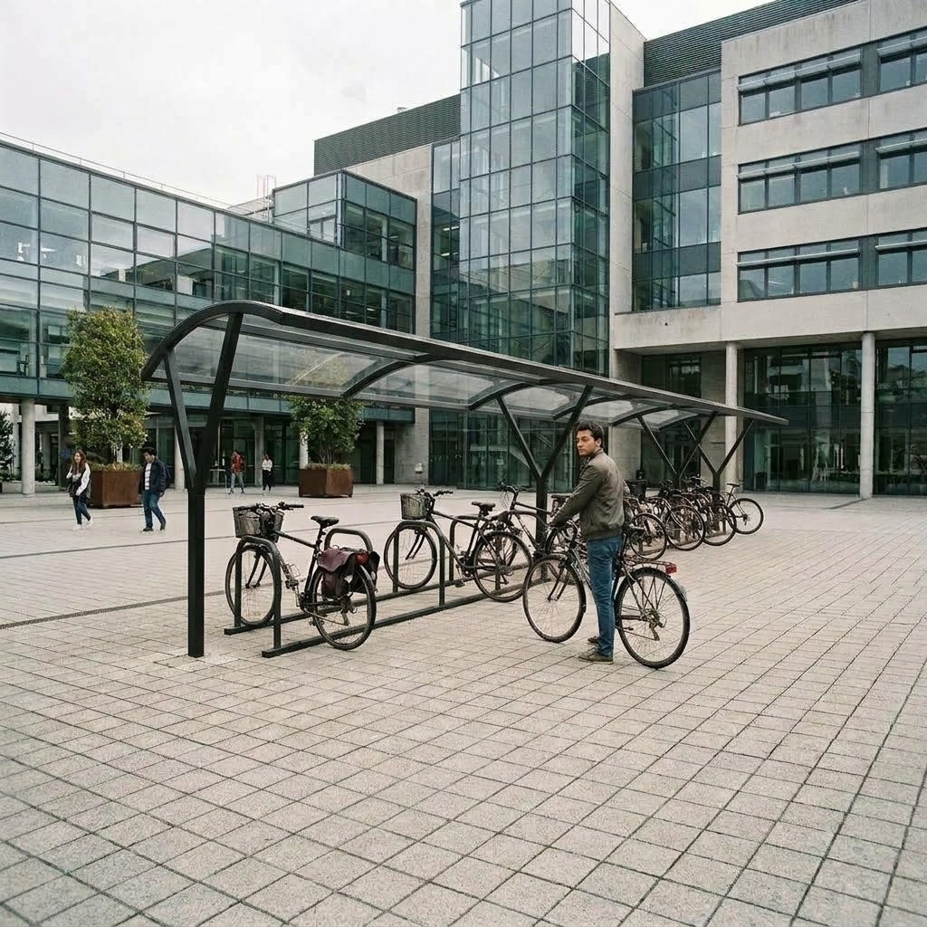 Outdoor 24 Bike Shelter – Commercial Grade Steel Cycle Parking Canopy with Protective Roofing