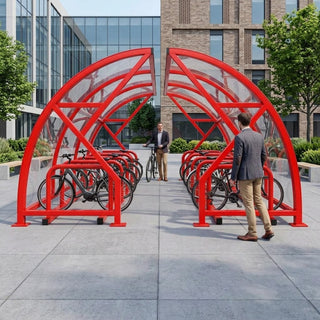 Open Front Cycle Shelter – 28 Bicycle Capacity Steel Frame System