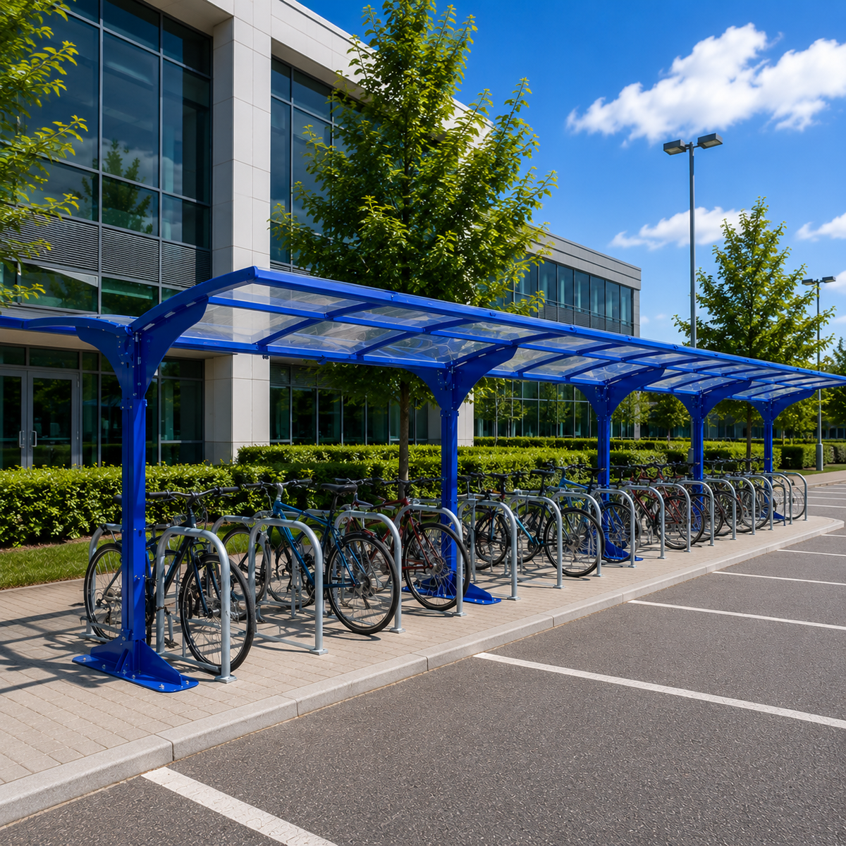 Commercial 20 Bicycle Parking Shelter – Double-Sided Steel Cantilever Cycle Canopy