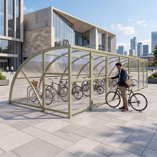 Extended Front Cycle Shelter for 24 Bikes - Durable Cycle Parking Solution