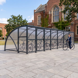 Extended Front Cycle Shelter for 24 Bikes - Durable Cycle Parking Solution