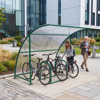 4 Bike Cycle Shelter – Curved Roof Steel Bicycle Storage Canopy with Weather Protection (Heavy Duty Outdoor Shelter)
