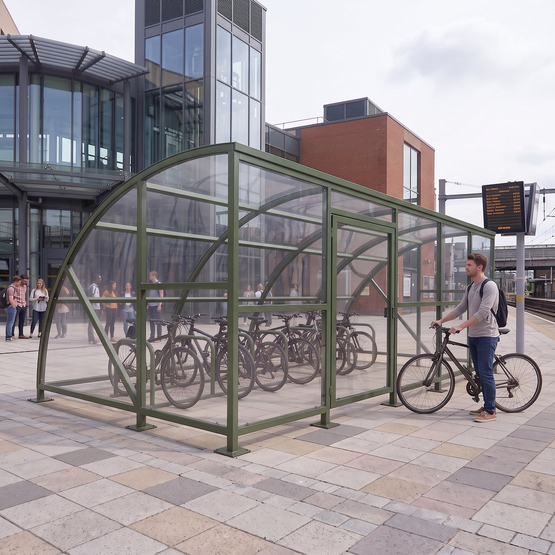 Extended Front Cycle Shelter for 20 Bikes - Large Capacity Bike Store