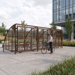 Lockable 20 Bike Storage Shelter – Secure Outdoor Cycle Compound with Steel Frame, Mesh Sides & Weatherproof Roof – Commercial Bicycle Parking Unit