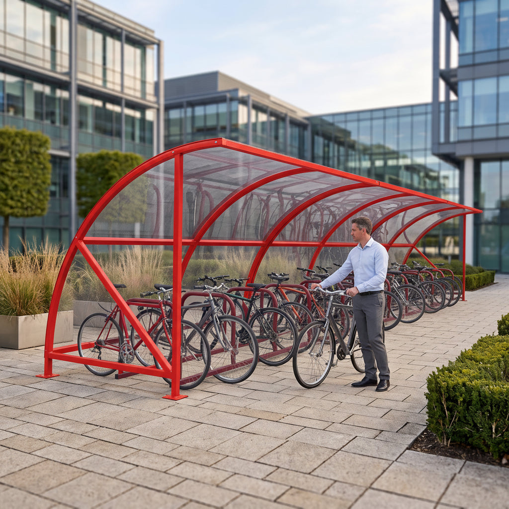 Open Front Cycle Shelter – 24 Bike Capacity Bicycle Storage