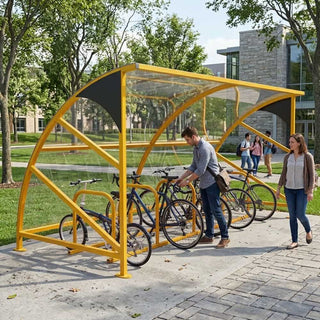 10 Cycle Bike Shelter – Curved Roof Steel Bicycle Storage with Weather Protection