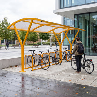 Outdoor 14 Bike Cycle Shelter – Galvanised Steel Frame with UV-Protected Roof Panel