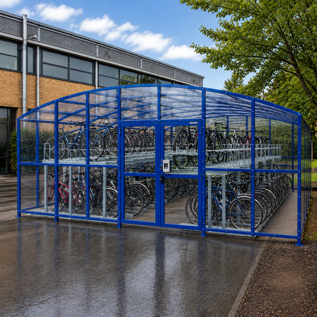 Ultra High Capacity 200 Bicycle Shelter – Secure Double Deck Outdoor Cycle Storage Compound
