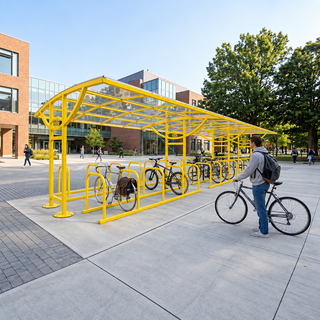 Commercial 60 Bicycle Shelter – Double Access Outdoor Bike Storage System with Integrated Racks