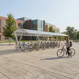 Extra Large 48 Bike Capacity Cycle Shelter – Double Row Outdoor Bicycle Storage Canopy with Clear Roof Panels
