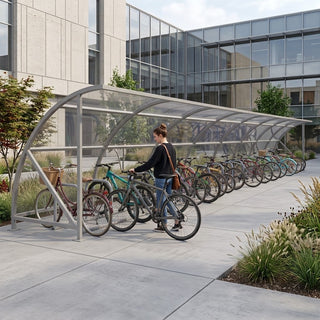 Large 50 Cycle Shelter – Commercial Grade Outdoor Bike Storage Canopy System (Heavy Duty Steel Frame)