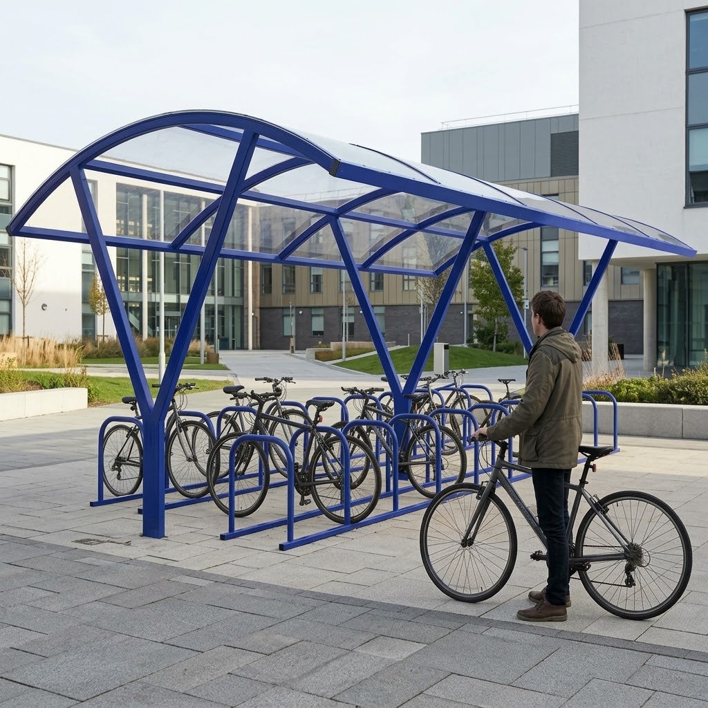 Extra Large 40 Bike Shelter – Double Row Steel Cycle Parking Canopy