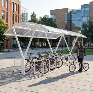 Extra Large 40 Bike Shelter – Double Row Steel Cycle Parking Canopy