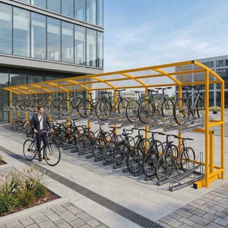 High-Capacity Outdoor Bike Parking Shelter for 90 Bicycles